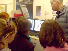 Primary school pupils gain an insight into particle size and shape, at the Whitehouse Scientific laboratories.